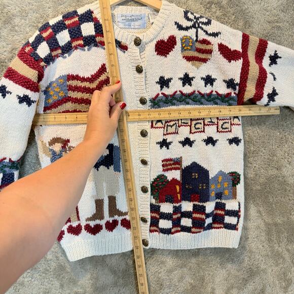 Northern Isles Cardigan Sweater American Flag M 4th July USA Patriotic Americana - Picture 10 of 12